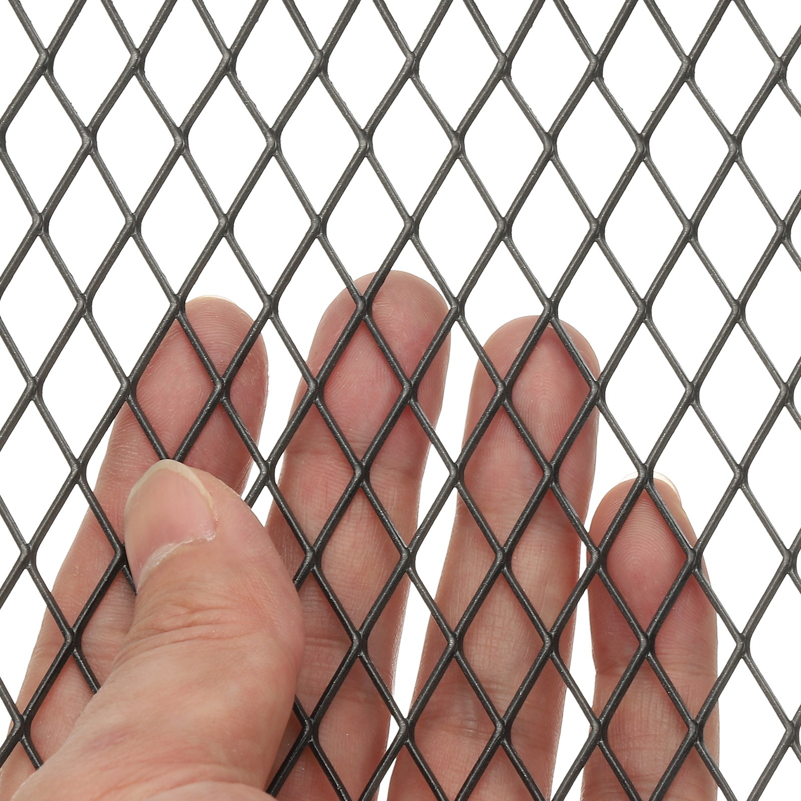 4″L x 4″W Universal Car Grill Mesh, 4Pcs 10x20mm Diamond Hole, Black