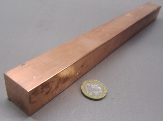 110 Copper Square Bar H02, 1.0″ Thick x 1.0″ Wide x 1 Ft Length