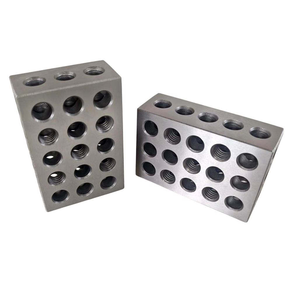 Matched Steel Blocks 25mm 50mm 75mm 23 Holes for Metalworking and Assembly