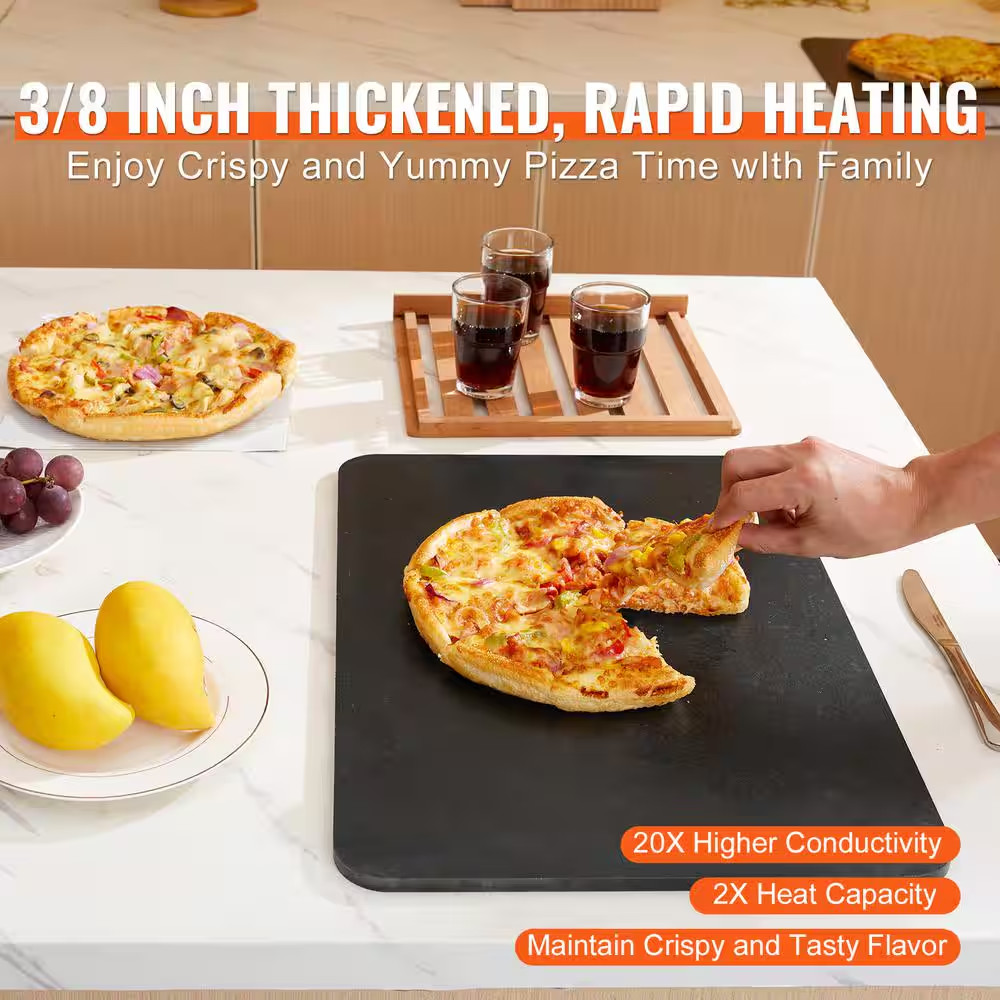 20 X 14 X 3/8 In. Pre-Seasoned Carbon Steel Pizza Steel Plate, High Conductivity