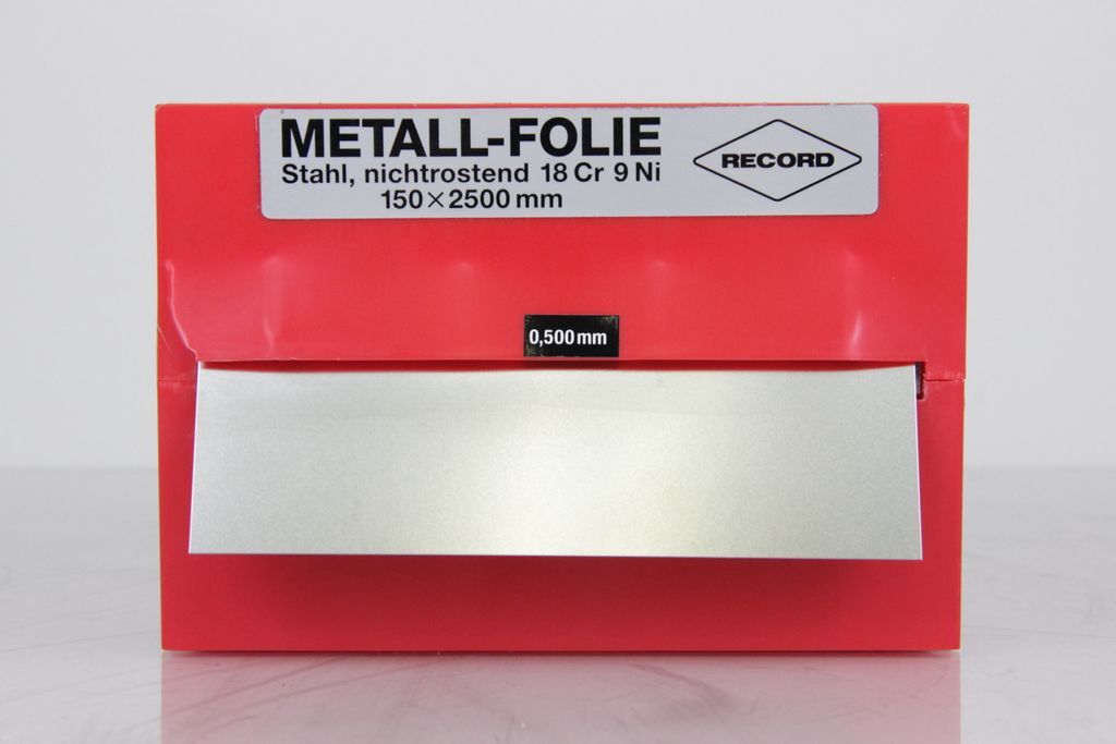 Record VA 0.500 mm Metal Foil 1.4301 2500mm x 150mm