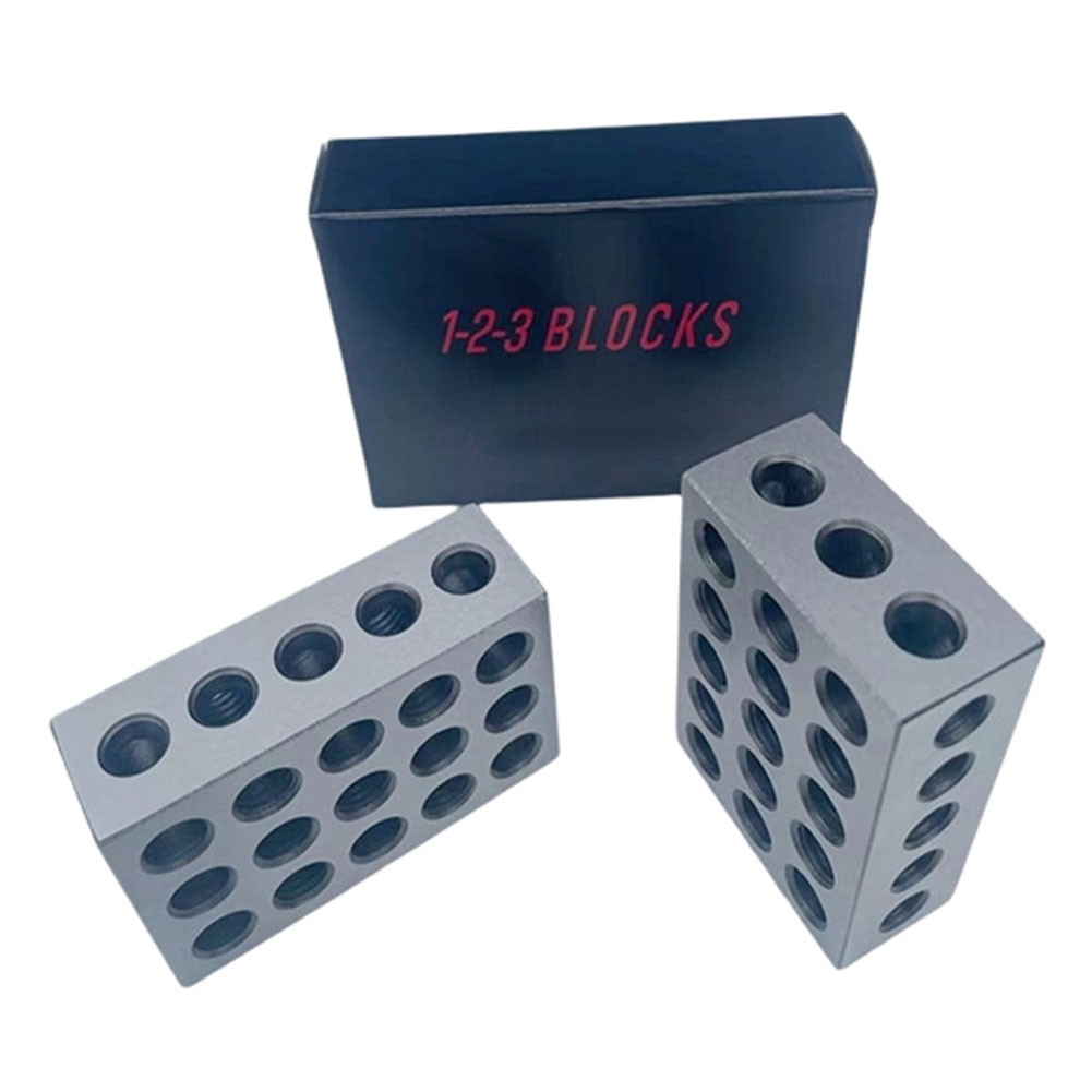 Ground Steel 1x2x3 Inch Setup Blocks Pair 1 x2 x3 with 23 Holes for Use