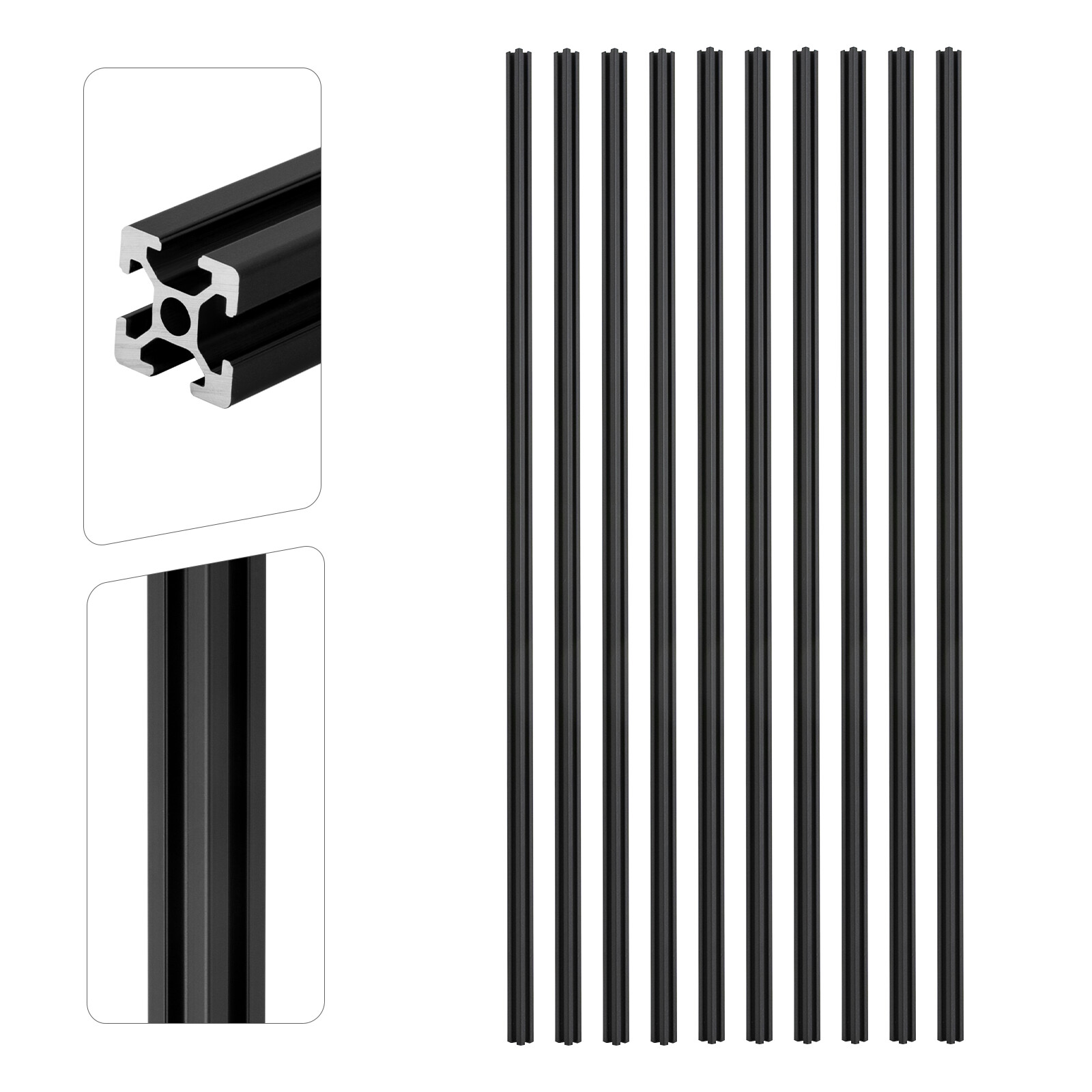 20*20*1000mm 2020 T-Slot Aluminum Extrusion For CNC 3D Printer Black 10 Packs US