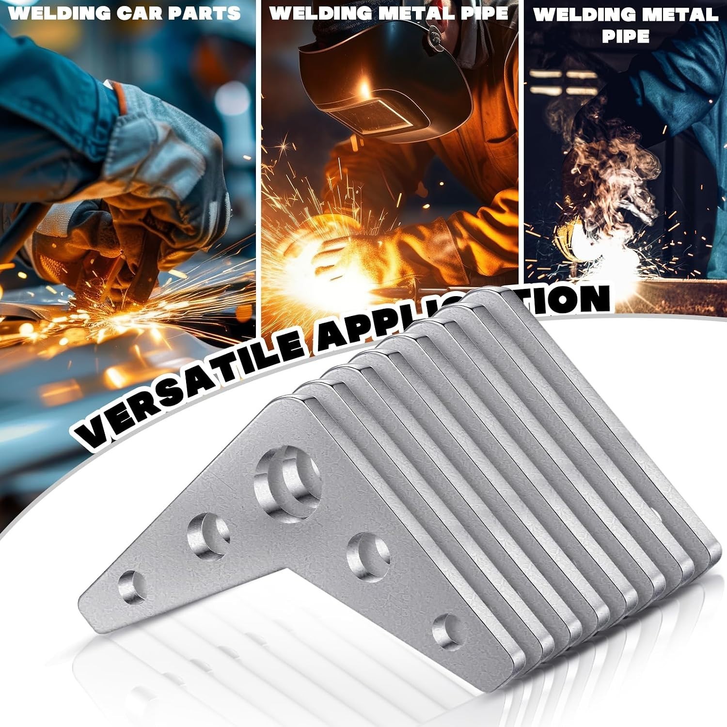 10 Pack 1/4″ Thick Steel Weld on Gussets, 3″x3″ Heavy Duty 90-Degree Triangle…