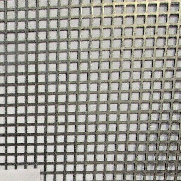 3/8″ SQUARE ON 1/2″ CENTERS PLAIN STEEL PERFORATED METAL 16 GAUGE—18″ X 18″