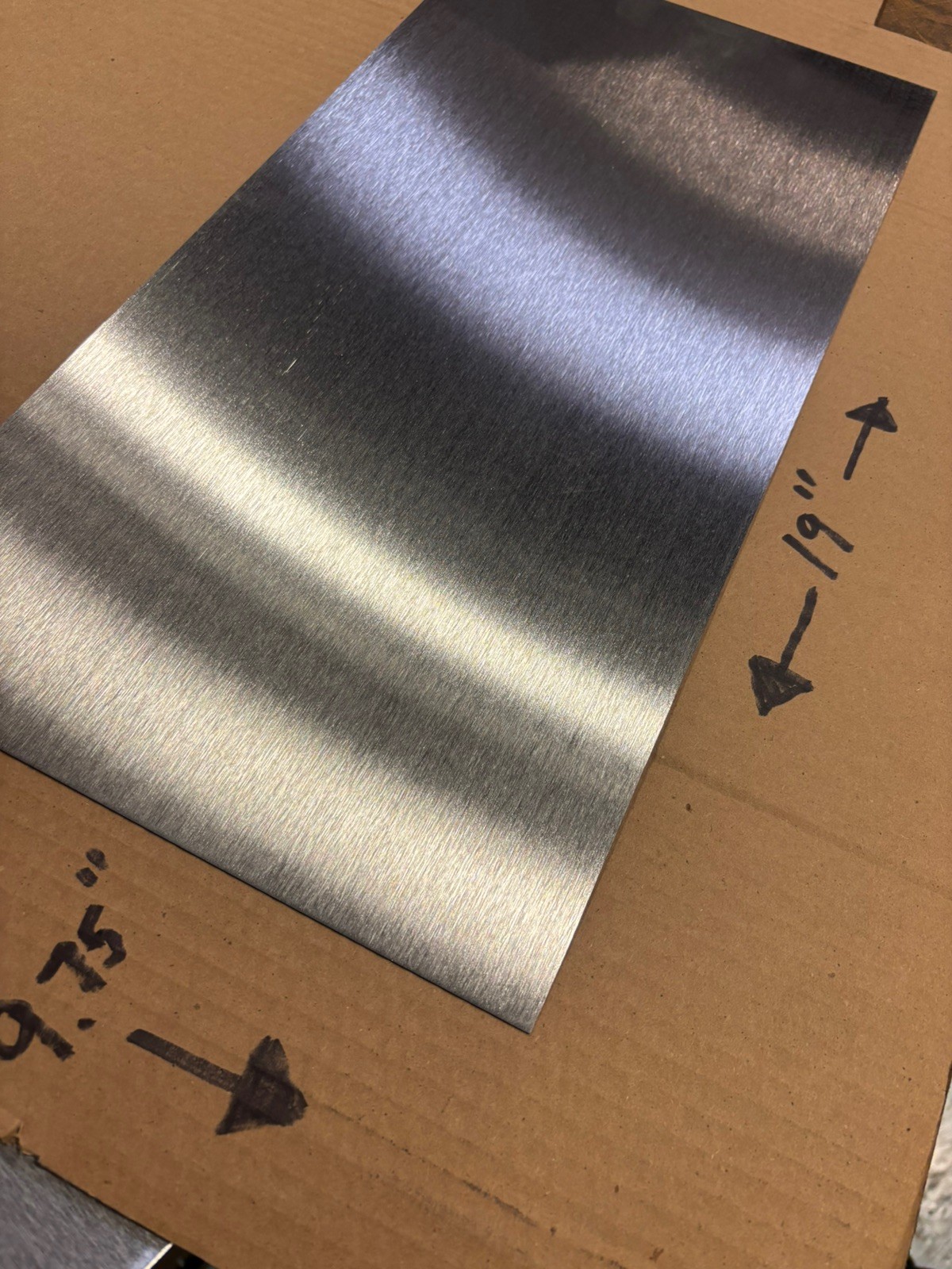 20 Ga. (0.036” Thick) T-304 Stainless Steel Sheet Metal 9.75”x19” Brushed Finish