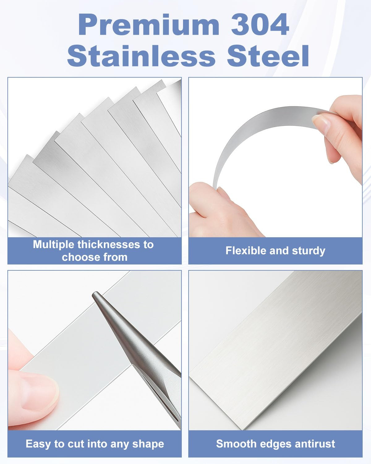 30 Pcs Shim Stock Assortment, 304 Stainless Steel 1″ Width X 12″ Length Metal