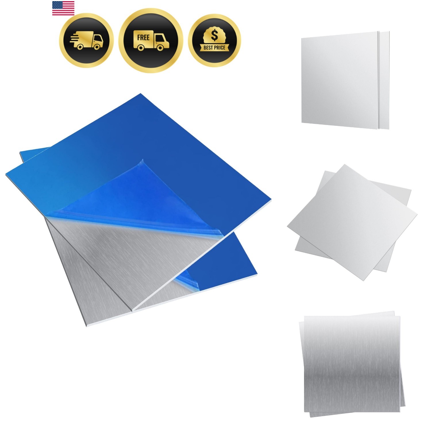 2 Pieces 6061 T651 Aluminum Sheet Metal 6X 6×0.0224Gauge Inch Rectangle Metal…