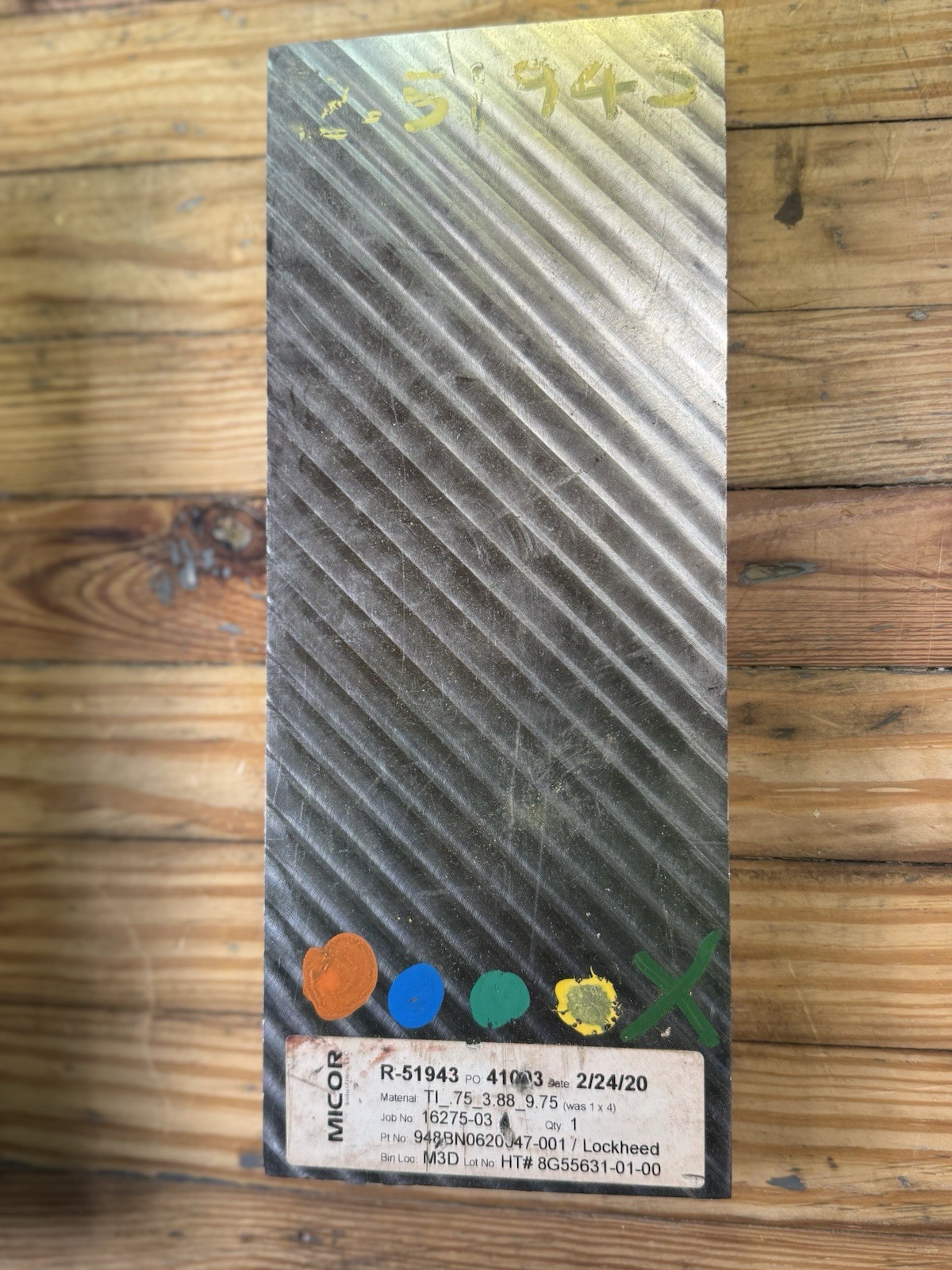 Titanium Plate Flat Bar .75” x 3.88” x 9.75” Weighs 4lb 14oz 3/4 x 4 x 9.5