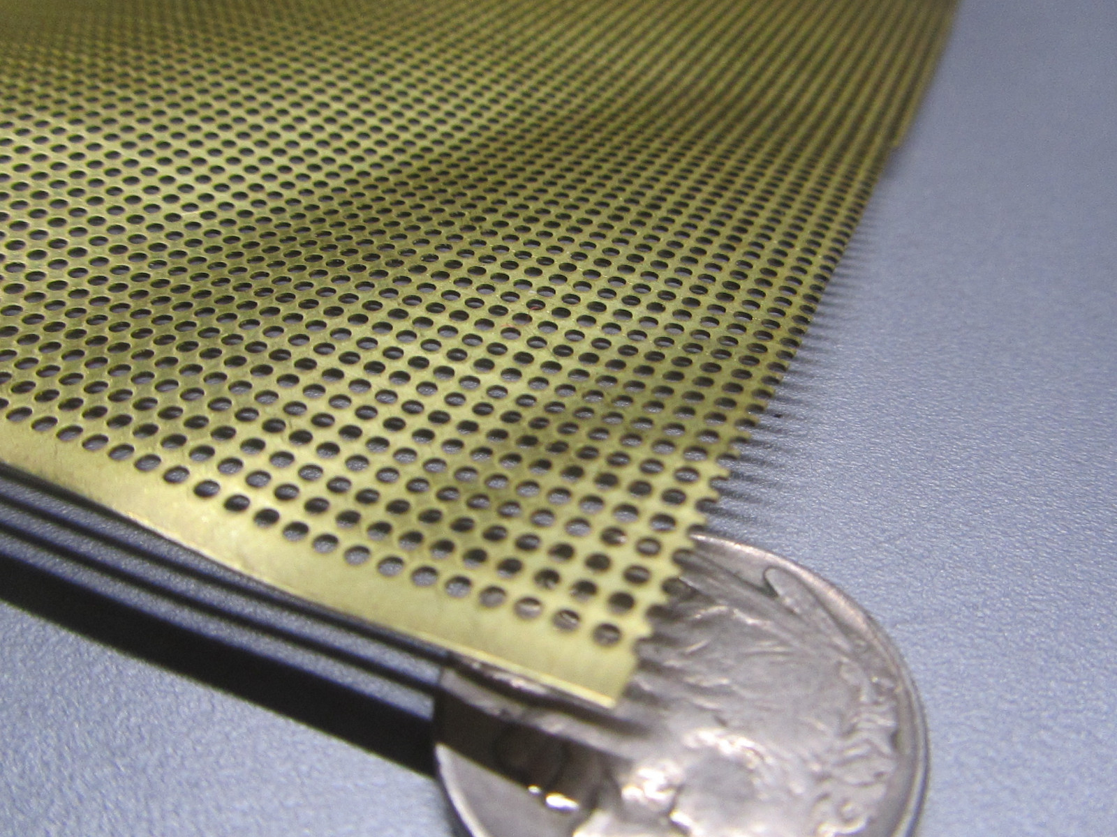 Brass Perforated Extra Thin Sheet, .016″ Thick x 24″ x Per Ft”, .045″ Hole Dia.