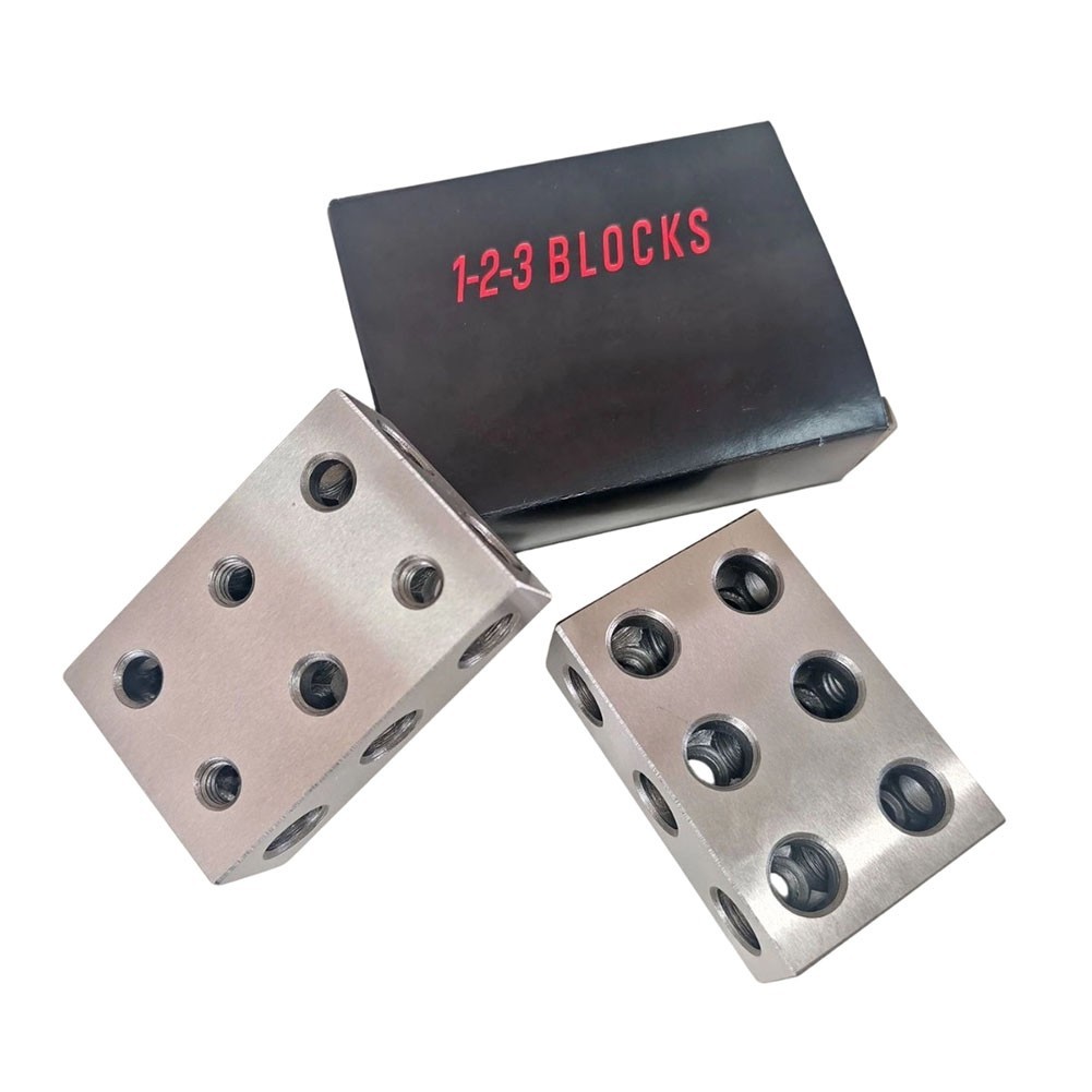 1 x2 x3 Steel Blocks Pair 11 Holes 5 Threaded 5/16-18 for Fixture Building