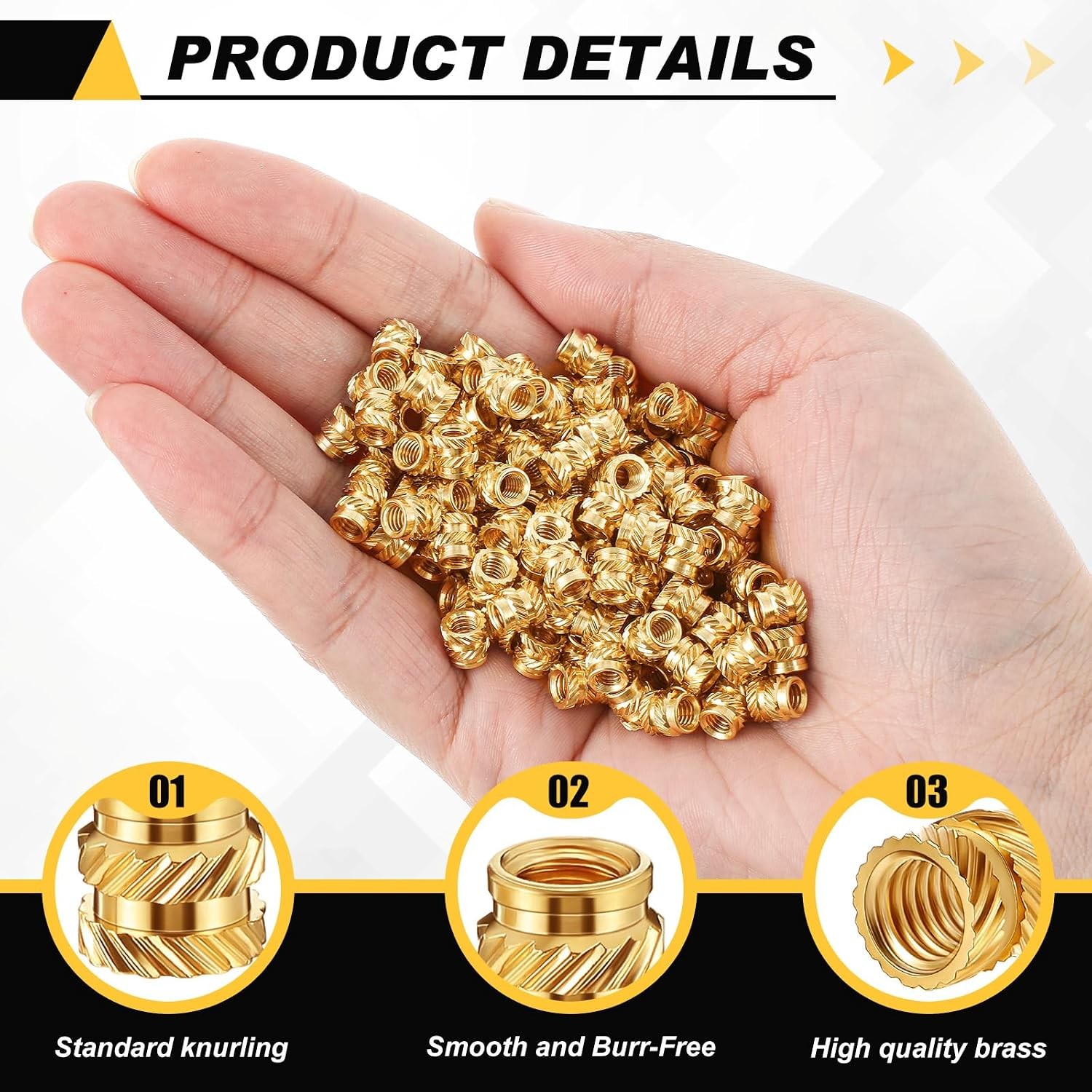 Brass M4 x D6 x L6 Heat Set Inserts 300 Pcs for 3D Printing M4 Threaded Inserts