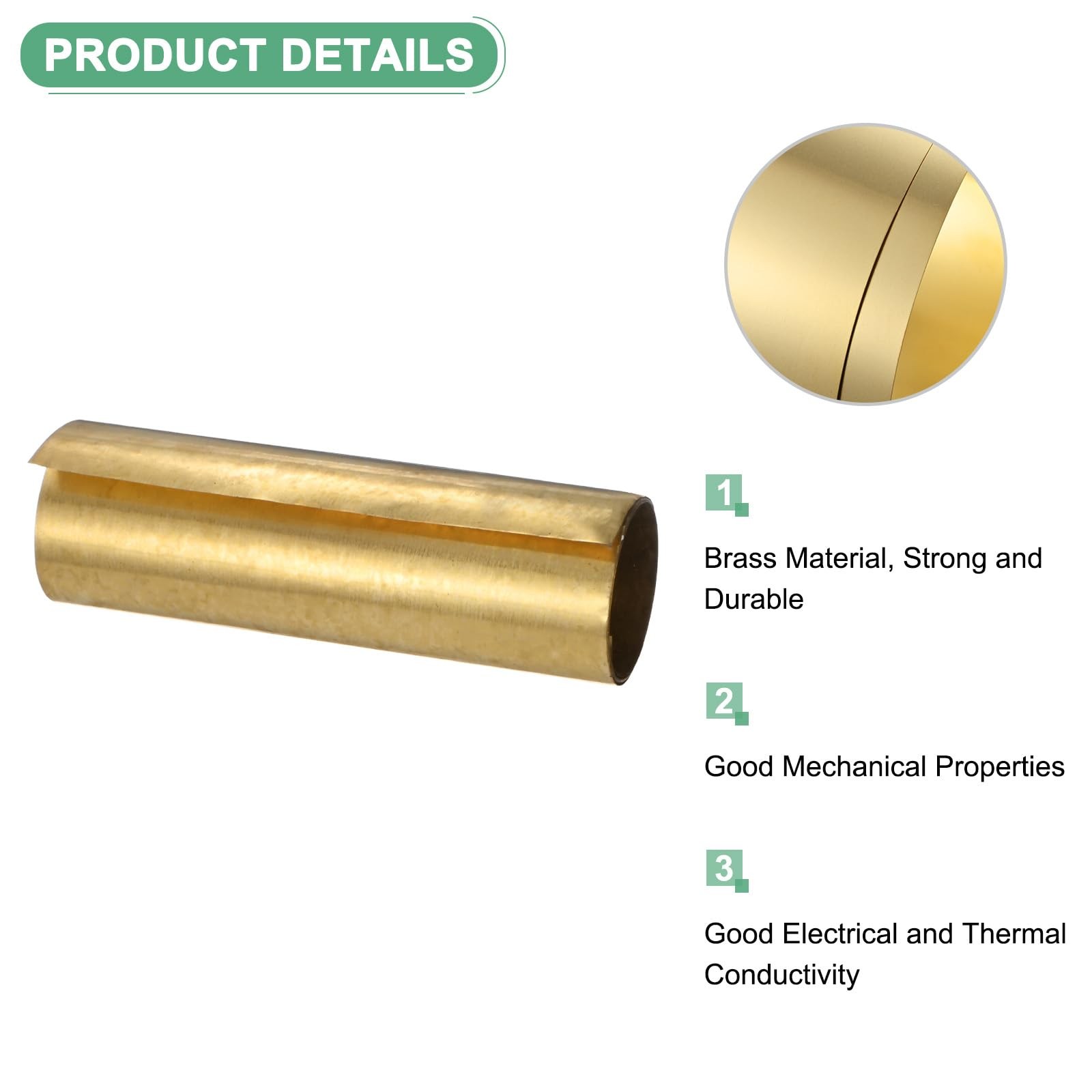 Brass Sheet Roll, 39 x 4 x 0.0008 inch, Metal Foil Plate, Hardware, DIY, Ground