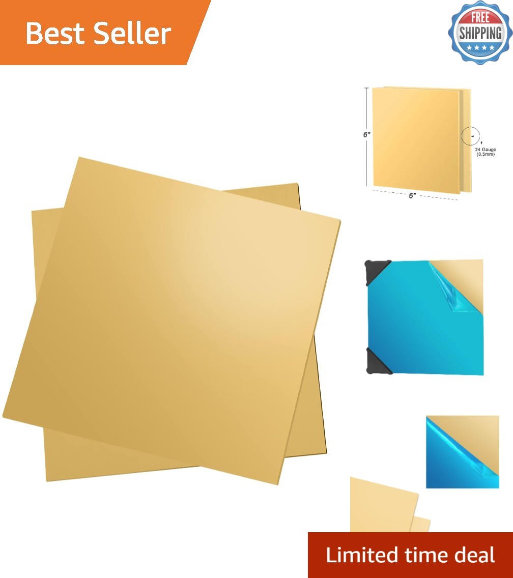 6″ x 6″ H62 Brass Sheets, Pack of 2, 24 Gauge – Perfect for Crafters
