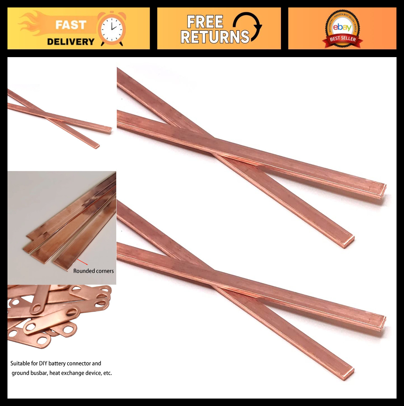 4PCS Copper Flat Bar Stock 1/8″ Thick x 0.4″ Wide x 15.7″ Long for DIY Projects