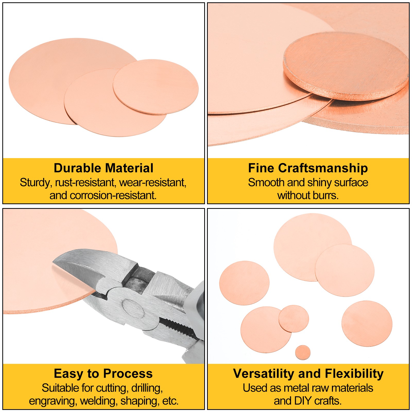 4Pcs Copper Round Plate, 0.03″ Thick 1.2″ Dia C1100 Pure Copper Sheet