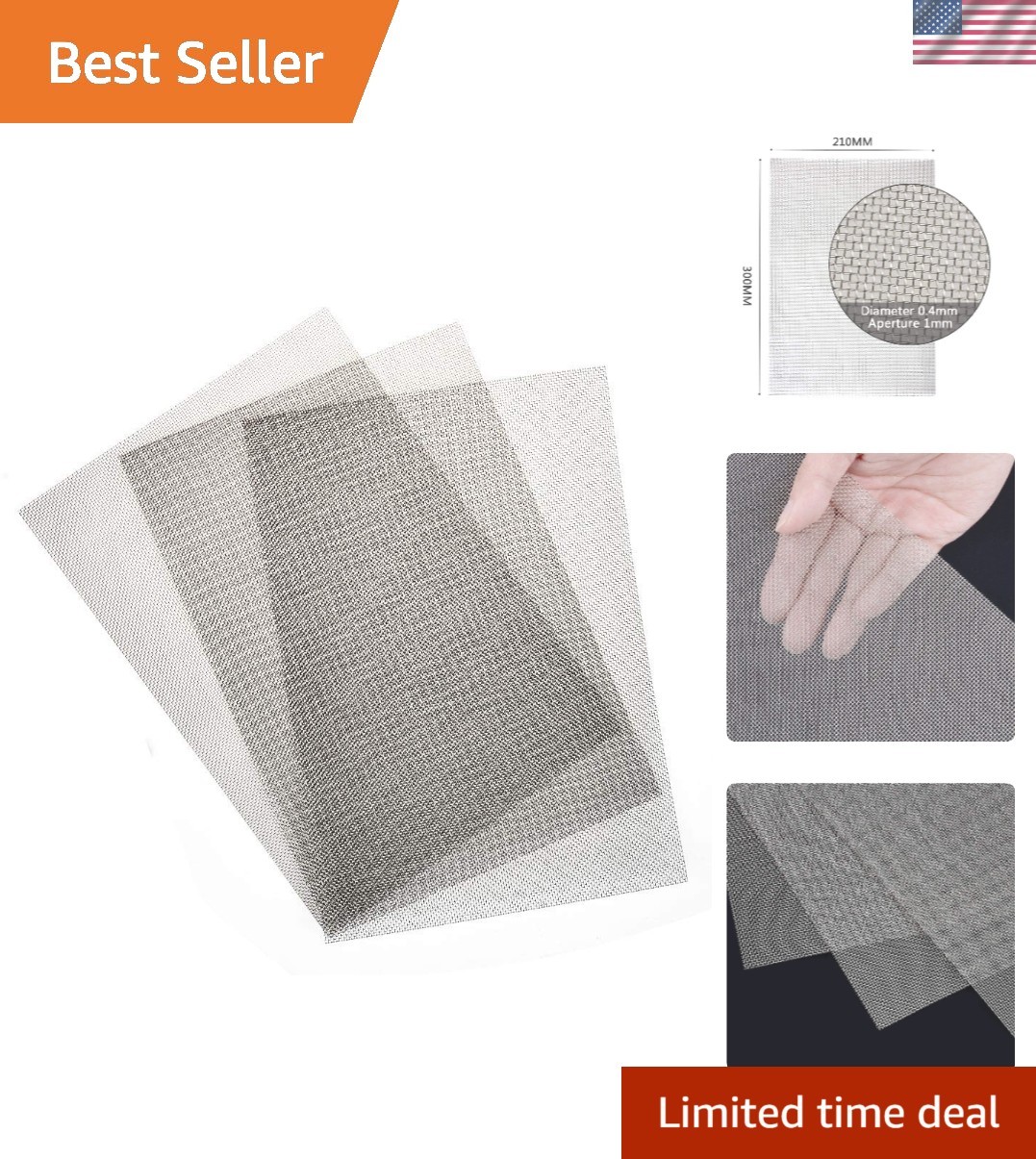 3pcs 304 Stainless Steel 20 Mesh Metal Sheet 12×8 for Air Ventilation