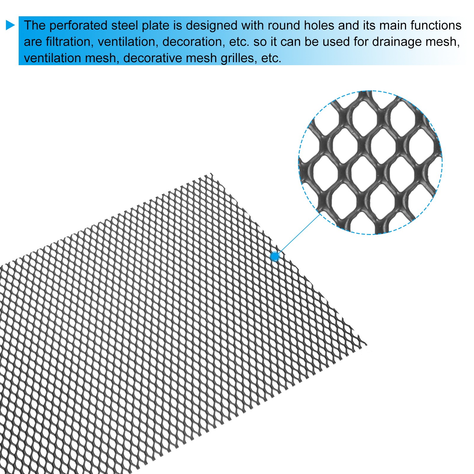 40″L x 13″W Universal Car Grill Mesh, 5x8mm Diamond Hole, Black
