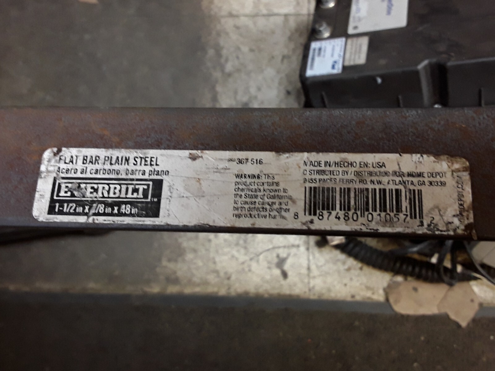Everbilt Flat Bar Plain Steel, 1-1/2 in x 1/8 in x 48 in