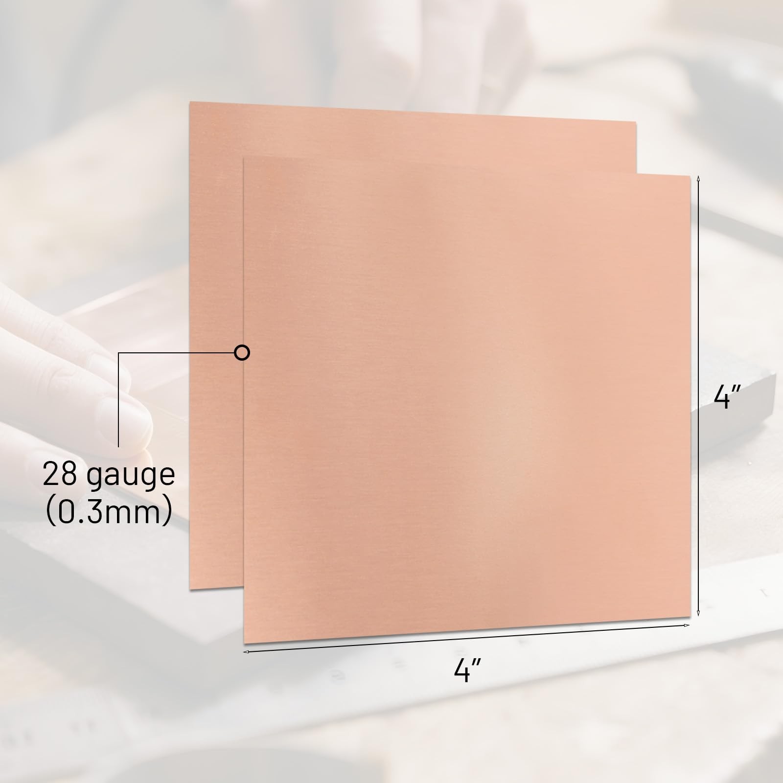 2 Pcs 99.9%+ Pure Copper Sheet, 6″ x 6″, 28 Gauge 6” x 6”, 28 gauge,