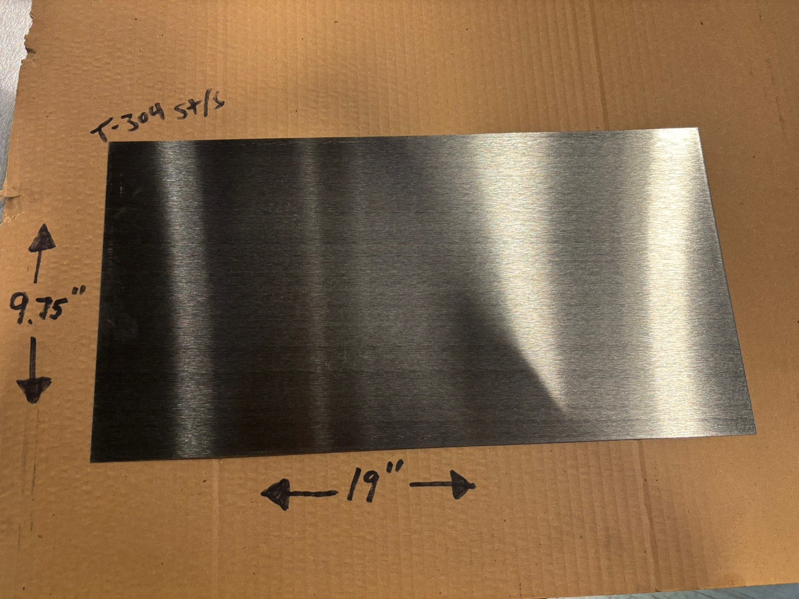 20 Ga. (0.036” Thick) T-304 Stainless Steel Sheet Metal 9.75”x19” Brushed Finish