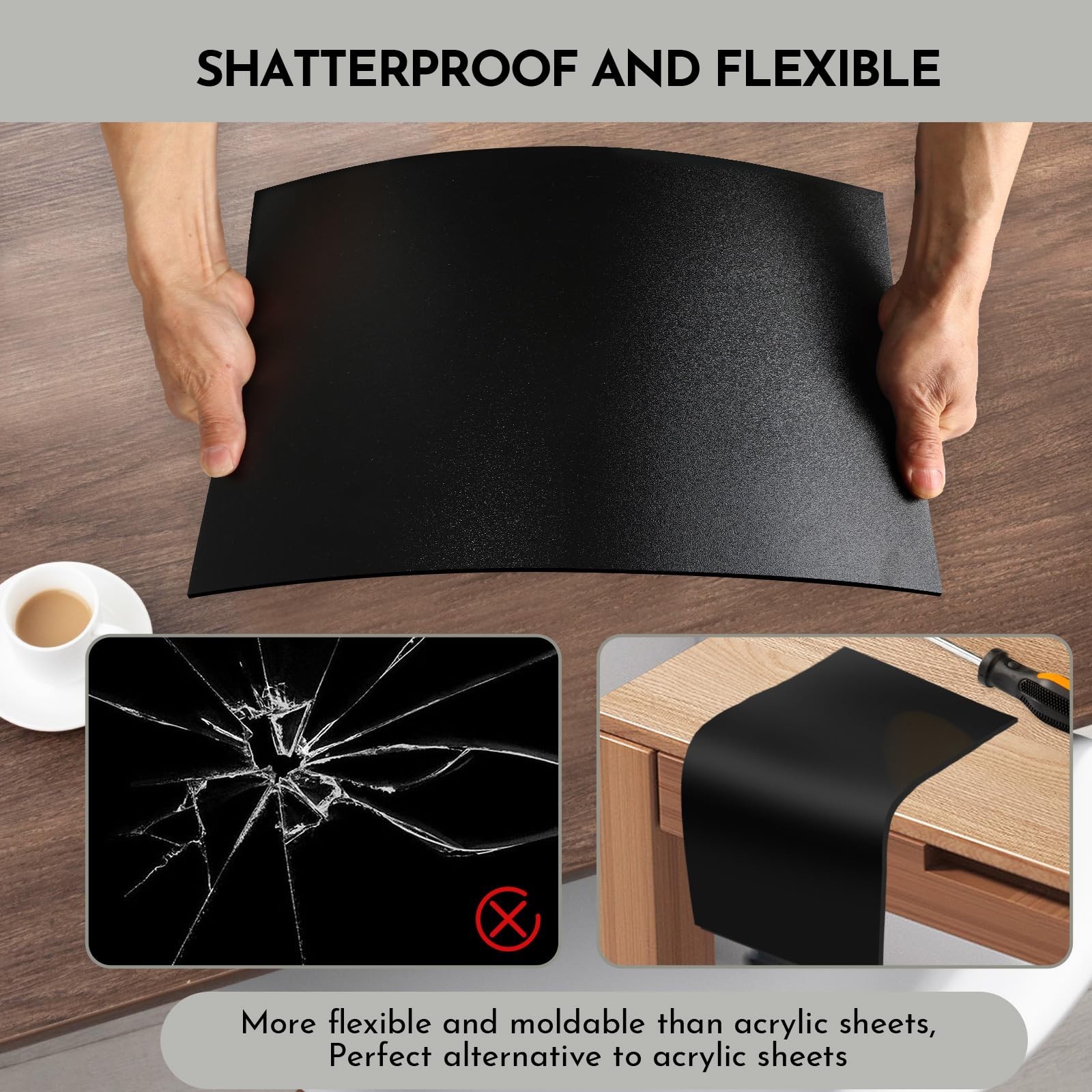 3 Pack Black ABS Plastic Sheet 12” x 16” x 1/8″,Phiowocx 3mm Thick M