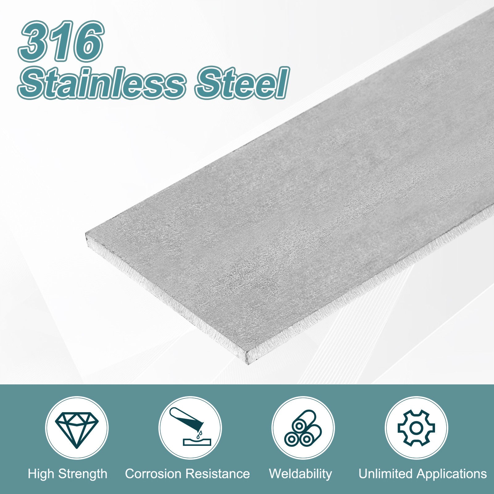 1/8″ Thickness 1-9/16″ Width 6″ Length 316 Stainless Steel Flat Bar Metal Bar