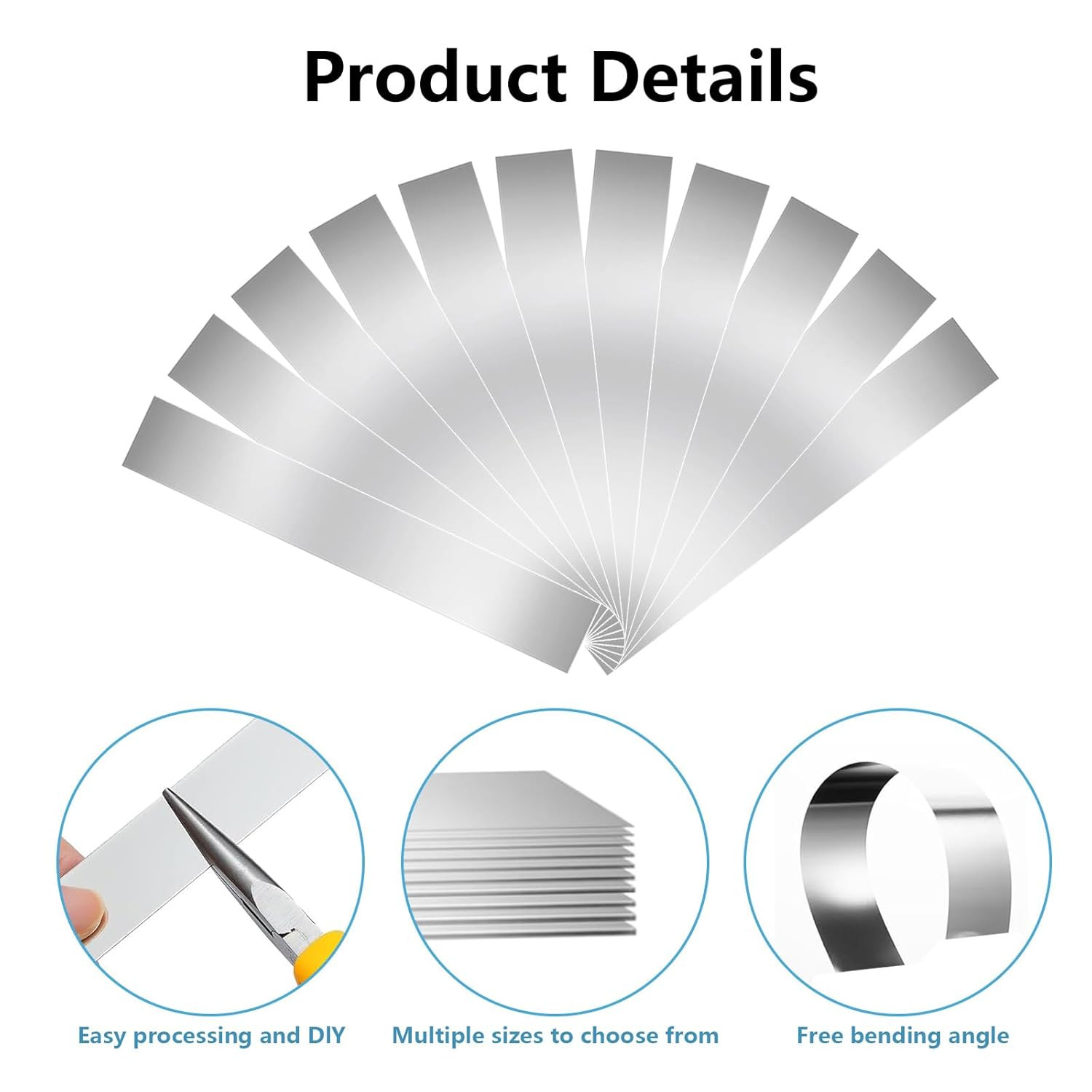 50Pcs 304 Stainless Steel Shim Stock Assortment, 1″ Width X 6″ Length 10 Thickne