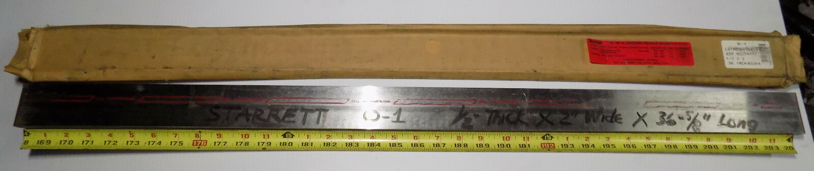 STARRETT O1 Tool Steel Ground Flat Bar Stock 1/2″ Thick X 36-5/8″ Long X 2″ Wide
