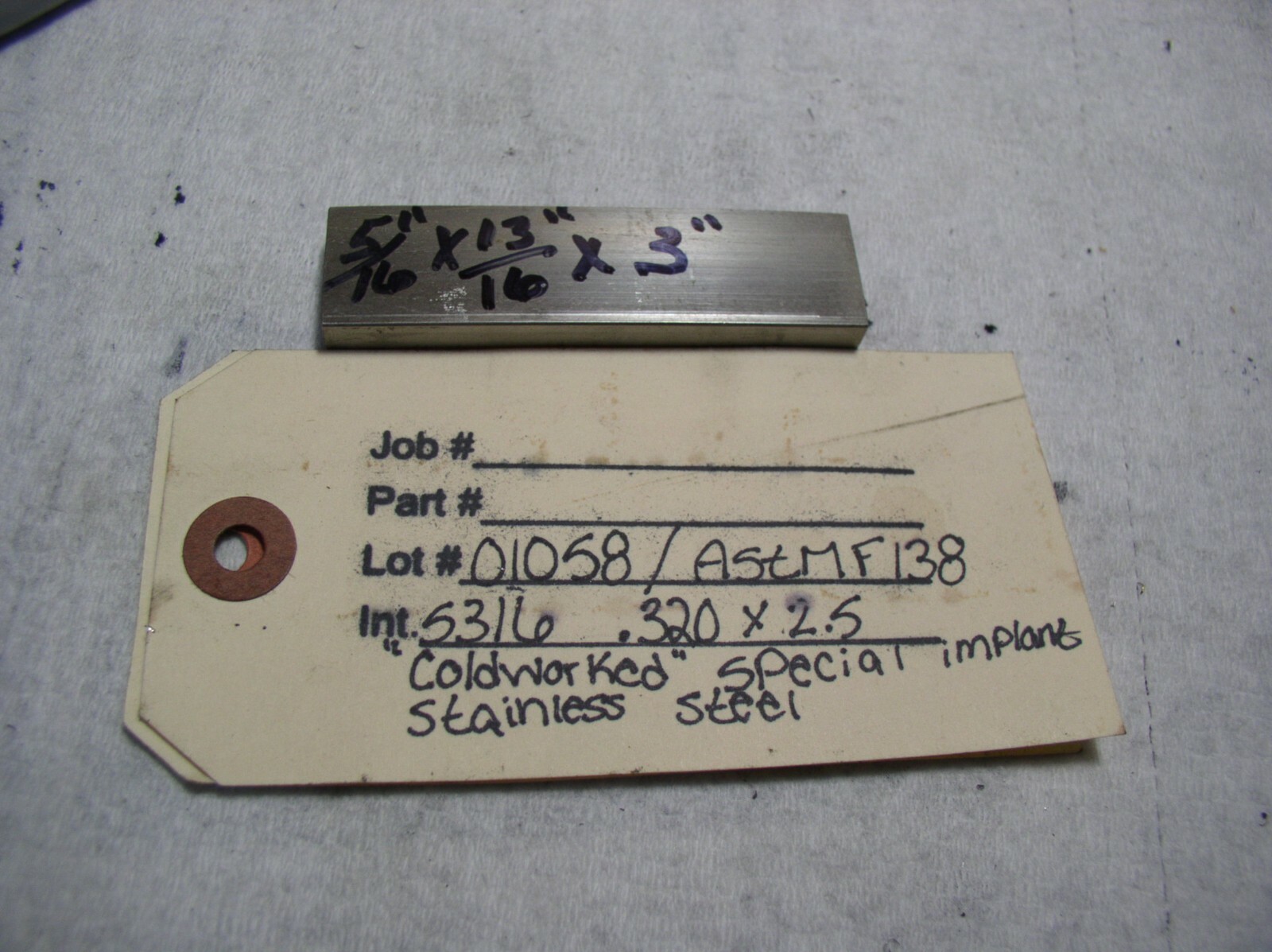 STAINLESS STEEL FLAT STOCK 1 PC.5/16″ X 3/4″+ X 3″ 316 STAINLESS MEDICAL GRADE