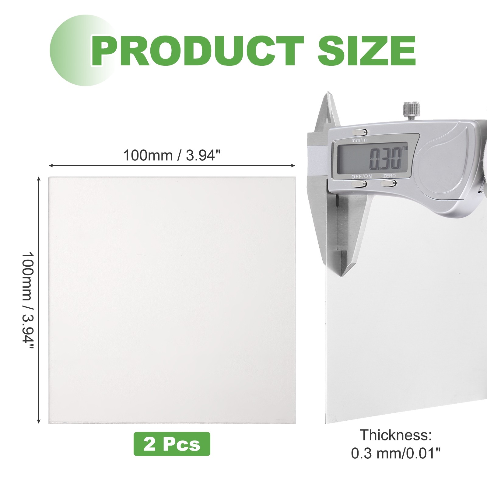 2 Pcs Pure Grade TA1 Titanium Plate Sheet, 100x100x0.3mm Titanium Metal Sheet