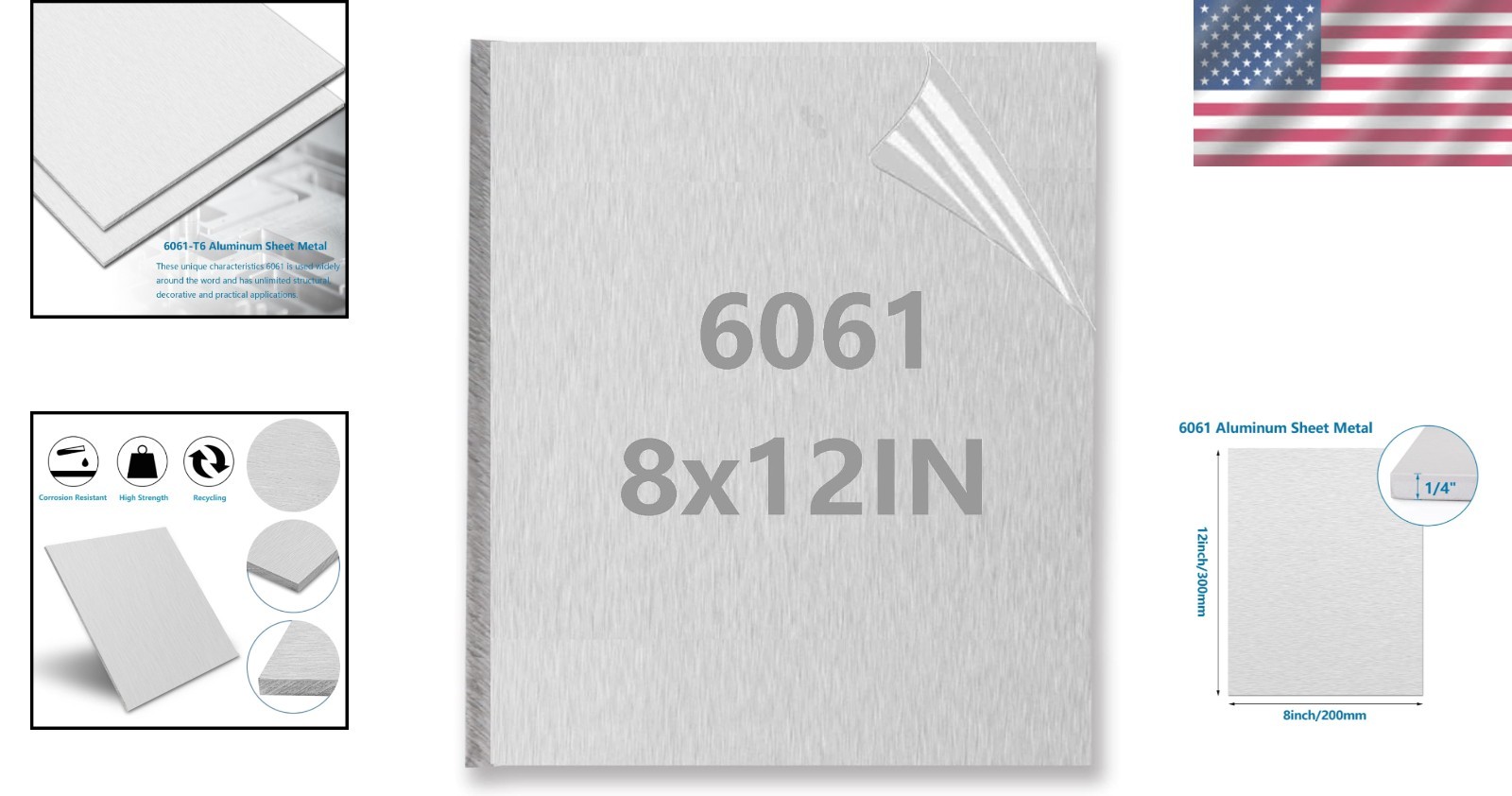 Aluminum Sheet Metal 8×12 1/4 Inch Thick Flat Plate for Crafting Structural