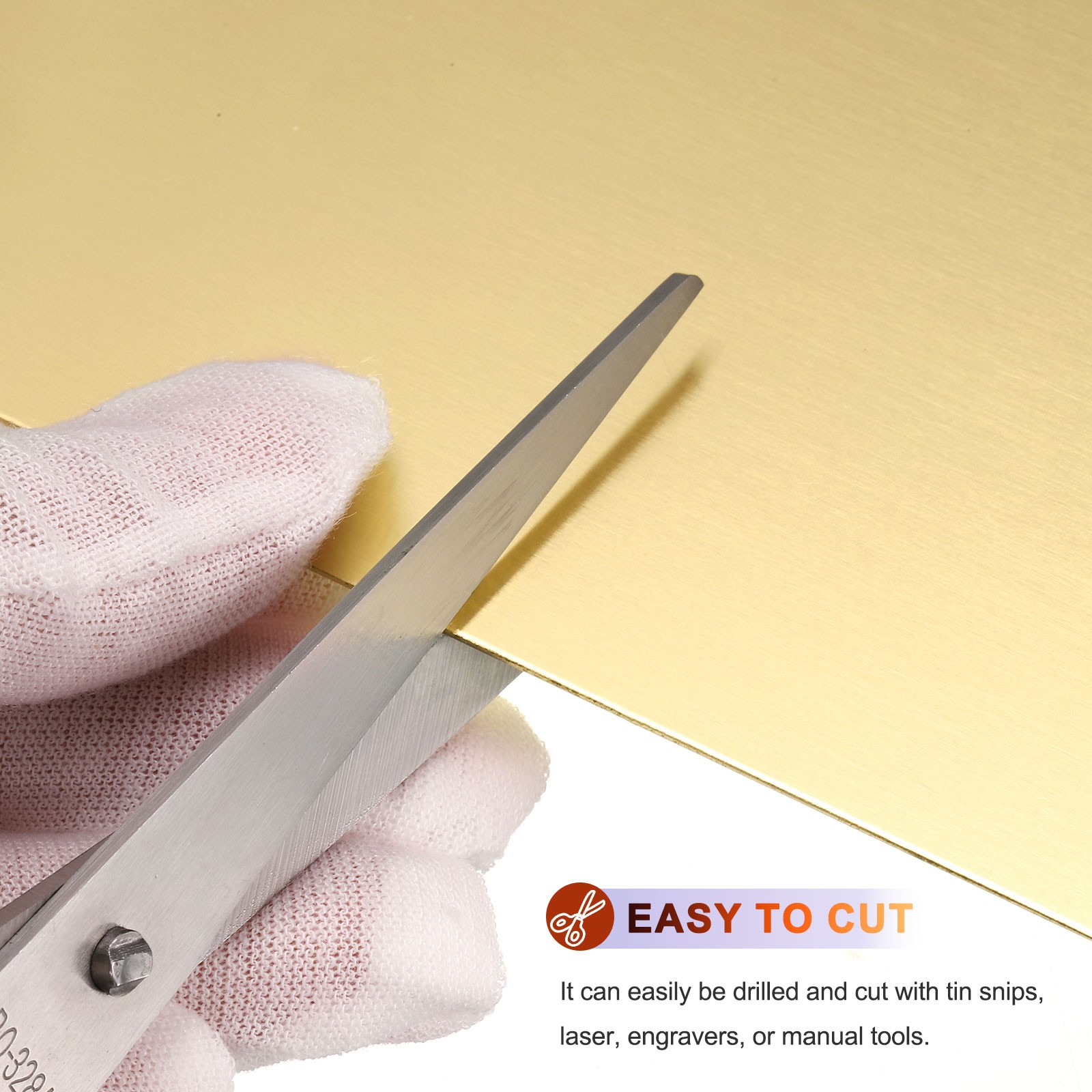 2Pcs Pure Brass Sheet, 4″ x 4″, 24 Gauge (0.5mm) Thickness with Glove(Gold)