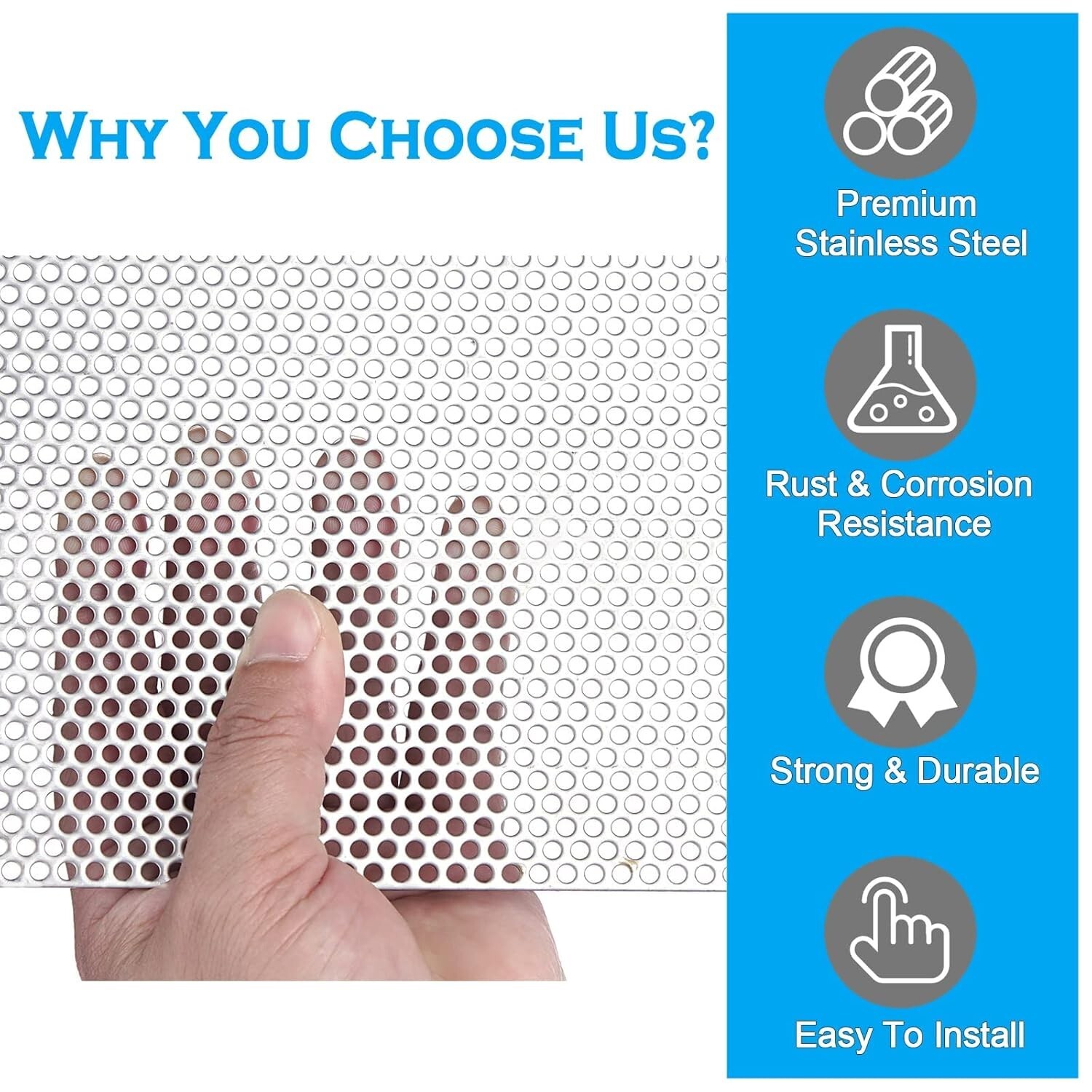Perforated Stainless Steel Sheet Perforated Metal Sheet 11.8″ x 11.8″ Stainless