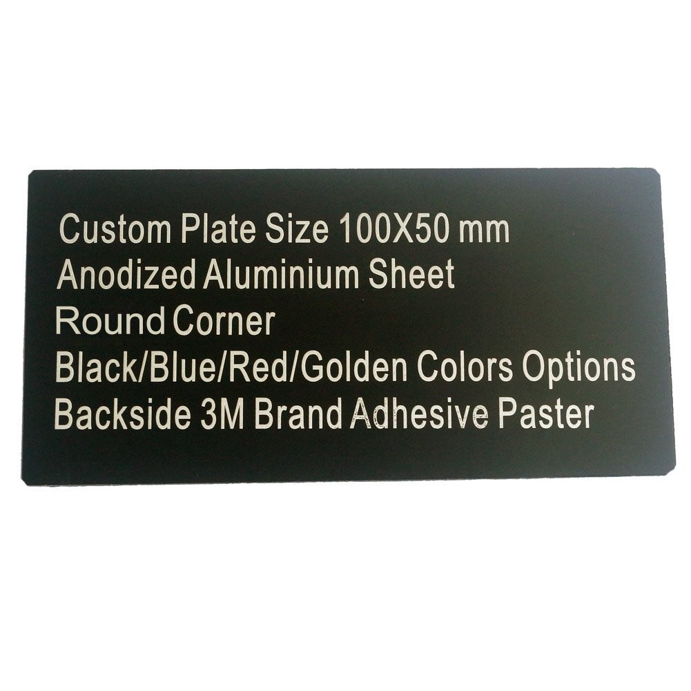 10PCS Black Anodized Aluminum Plate, 100x50mm, Blank, Adhesive, Round Corner