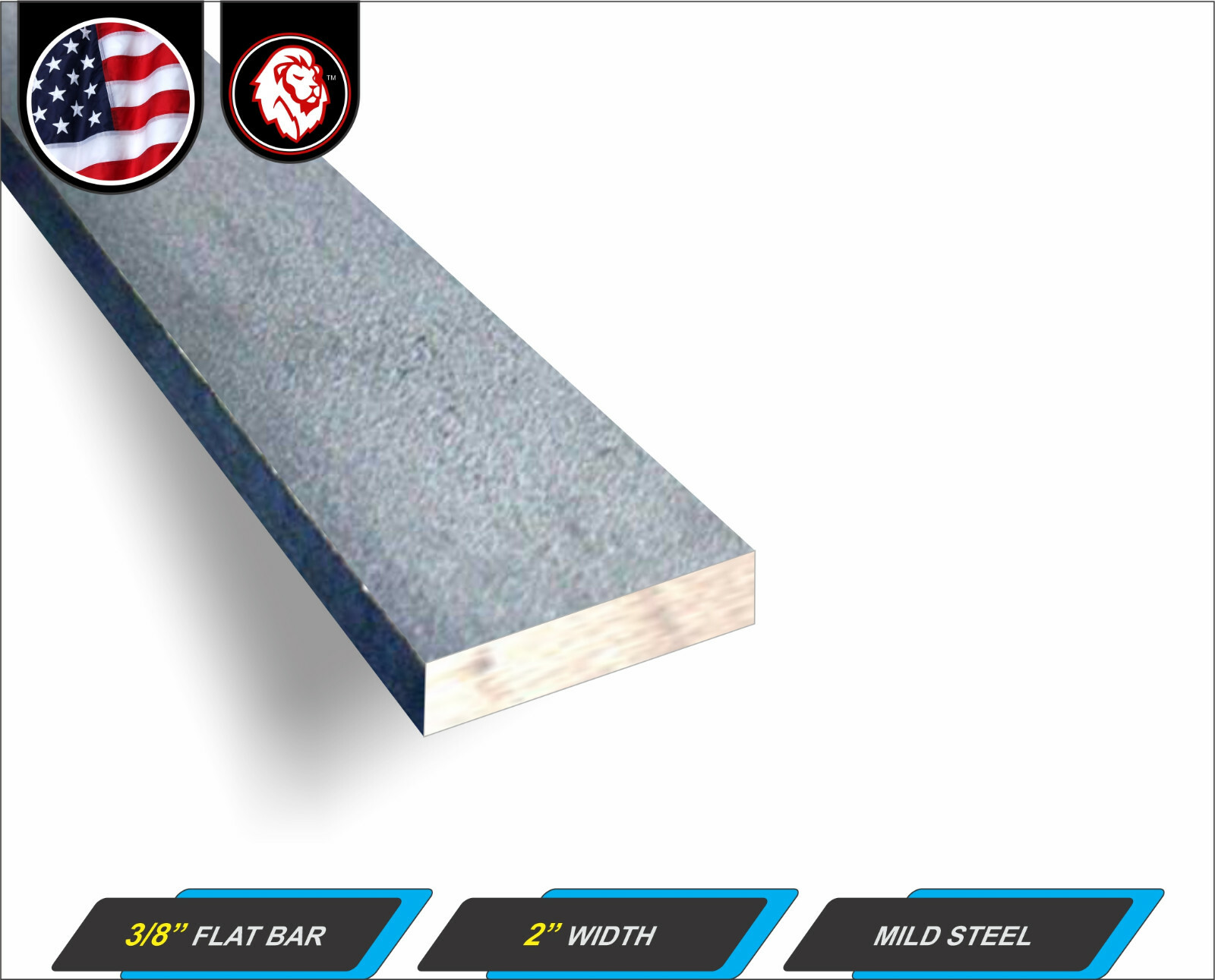 3/8″ x 2″ Steel Flat Bar – Flat Metal Stock – Mild Steel – 24″ Long (2-ft)