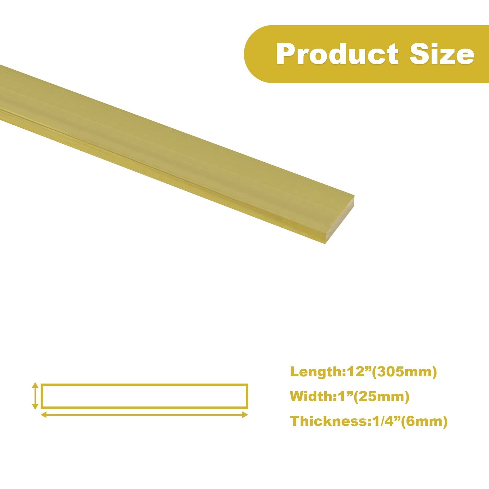 1″ x 1″ C360 Brass Square BAR 5″ Long Solid 1.00″ Flat Mill Stock H02