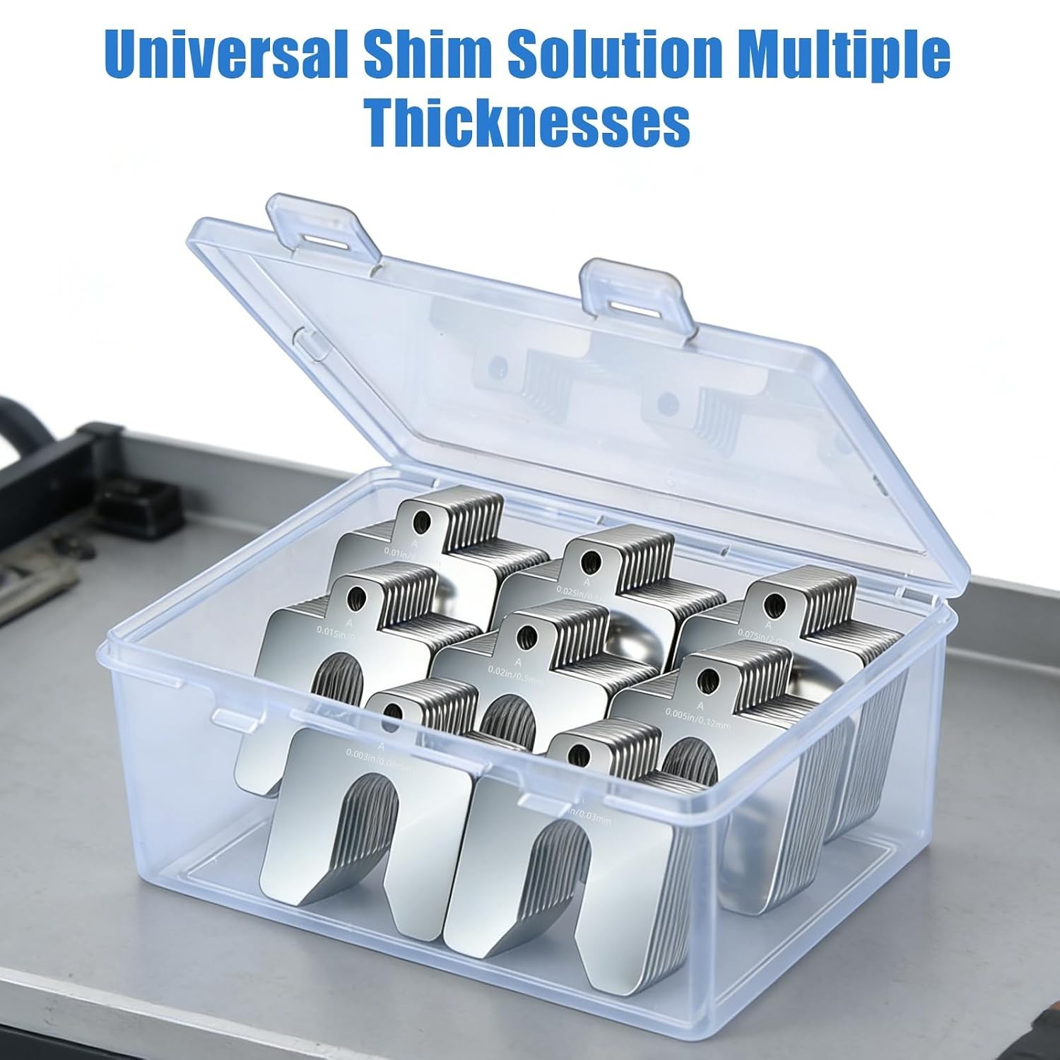 2″ x 2″ Stainless Steel Shim Assortment with Feeler Gauge – 94 Pcs Precision Kit