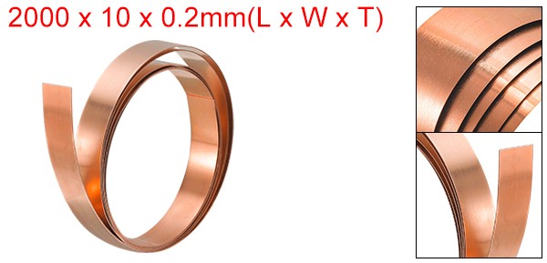 Copper Sheet Roll Metal Foil Plate 2000mm x 10mm x 0.2mm