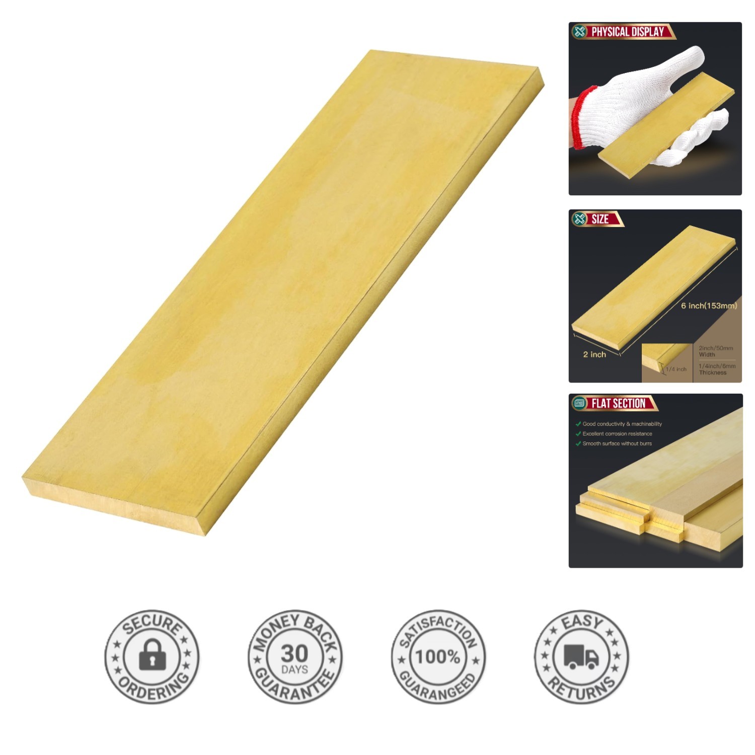 Versatile 1/4″ x 2″ x 6″ Brass Rod Blank – Perfect for Crafts & Accessories