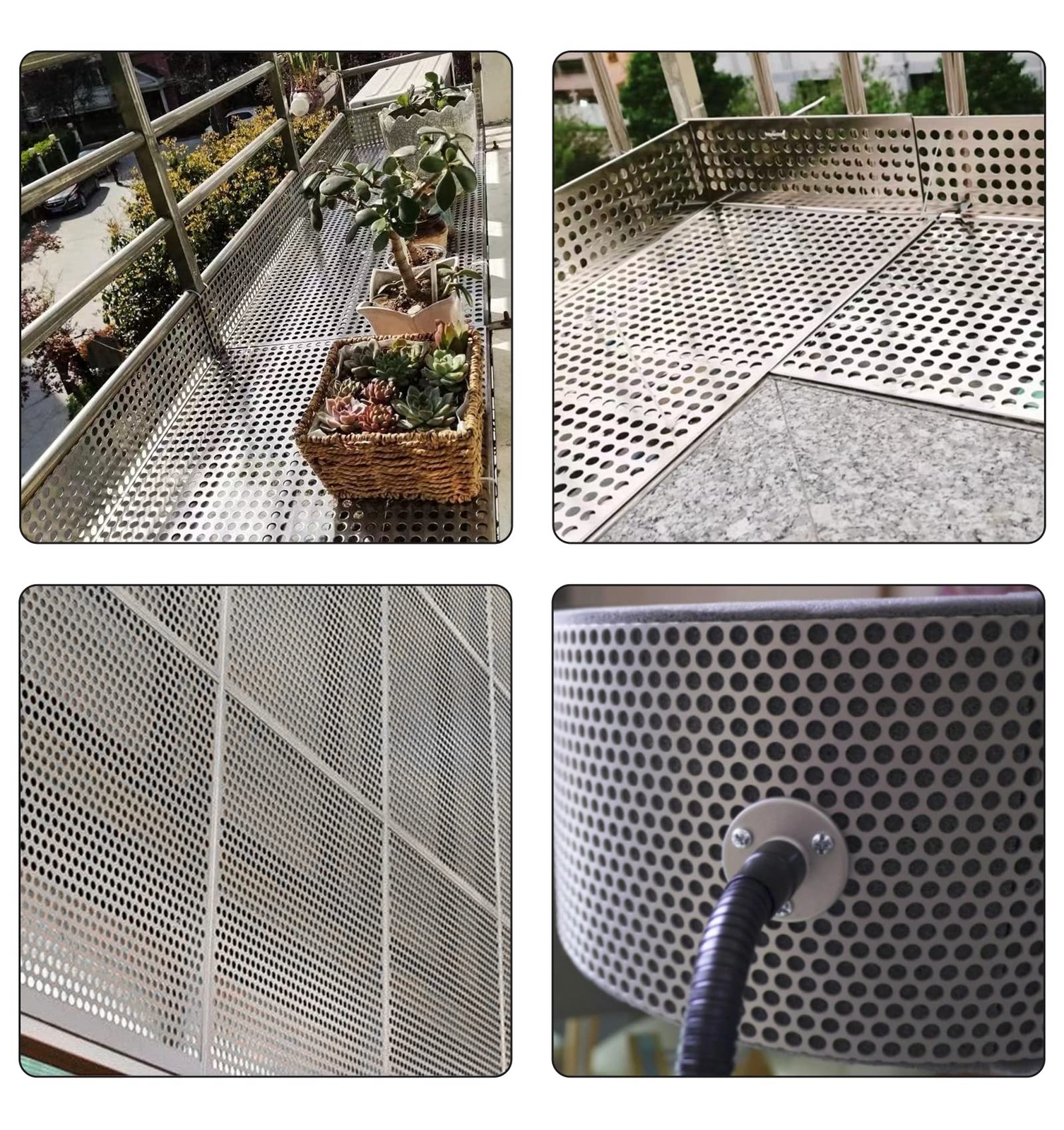 HYGMPDAS Perforated Stainless Steel 12”L x 12”W x 0.06” thickness, Silver