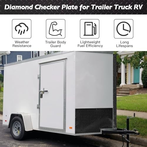 Black Embossed Aluminum Diamond Checker Plate Sheet – 8″ x 8′ Roll for Trailer,