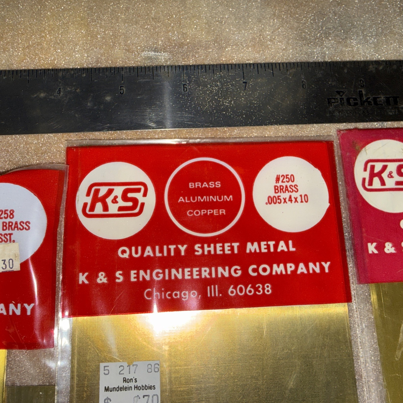 (4) Packs K&S Engineering Brass Sheet Metal Various Thicknesses/sizes Unopened