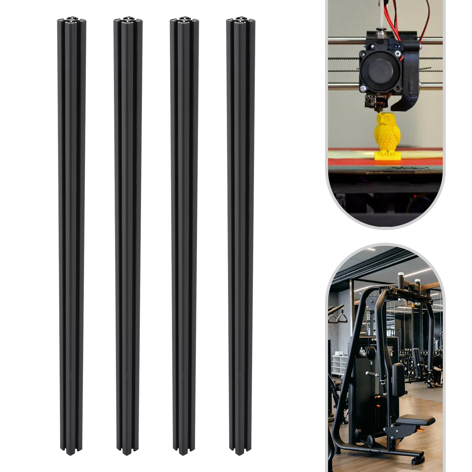 4pcs Aluminum Extrusion European Standard 4040 T Slot 1.5mm Tube Wall Thickness