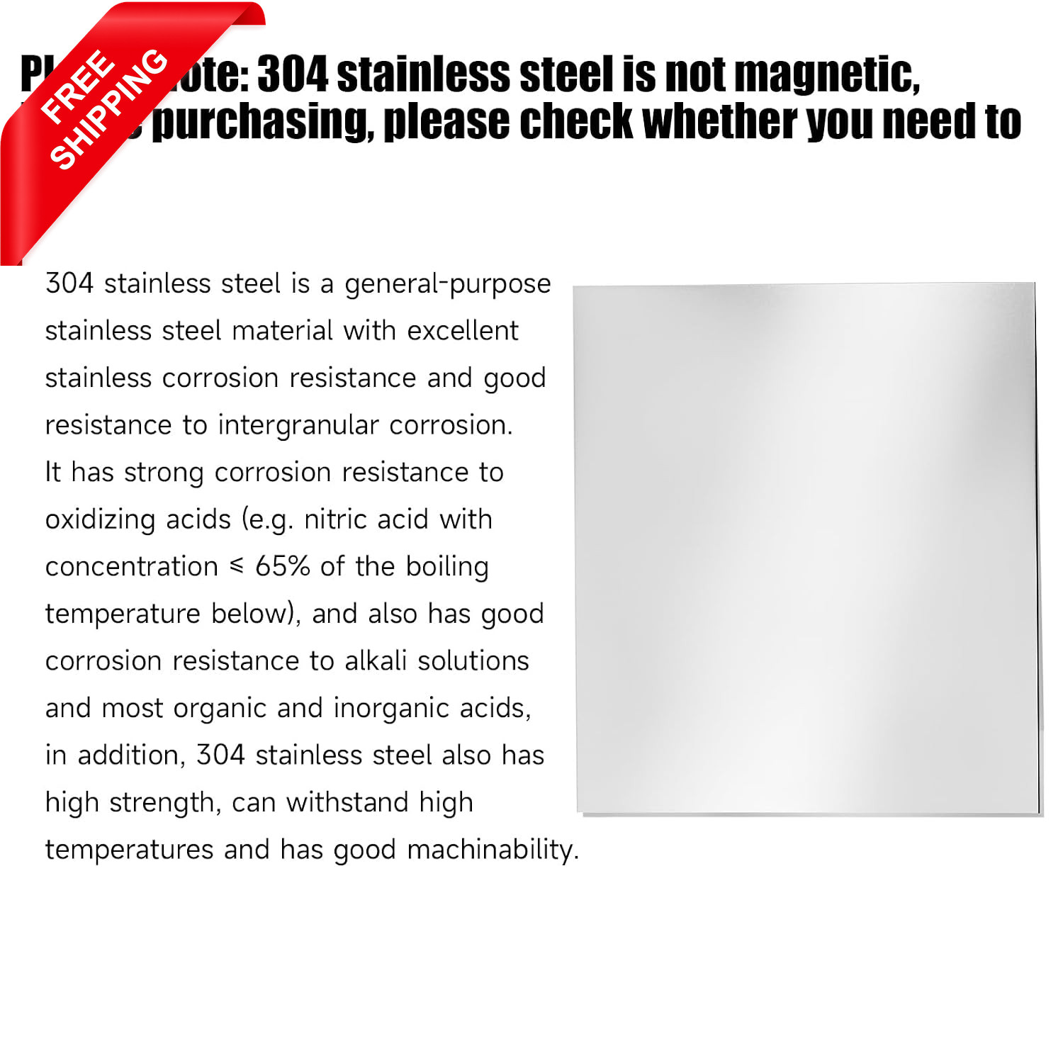 304 Stainless Steel Sheet – 12″ X 12″ X 1/8″ Thin Stainless Steel Plate 1/8 Inch