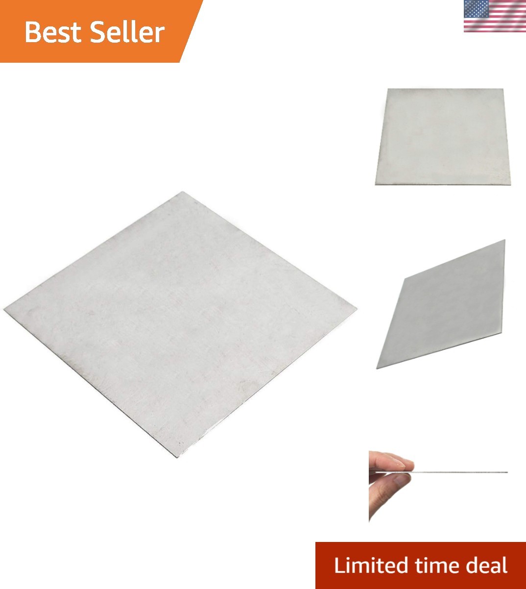 LTKJ 1mm Thick Grade 5 Titanium Alloy Metal Sheet Plate Silver 100 x 100 mm f…