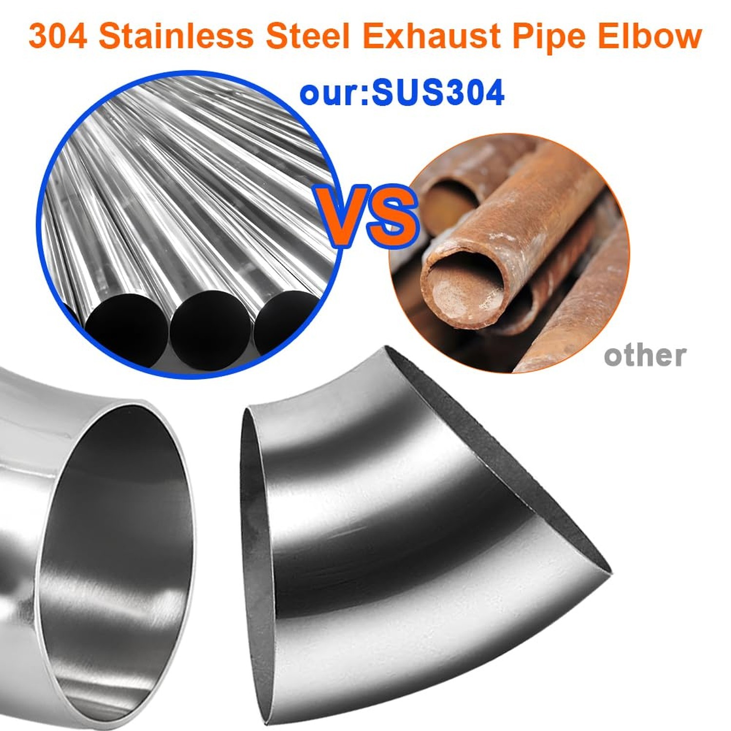 4Inch 45 Degree Stainless Steel Exhaust Elbow Pipe-16GA/. 065″ Wall-SS304 4″ …