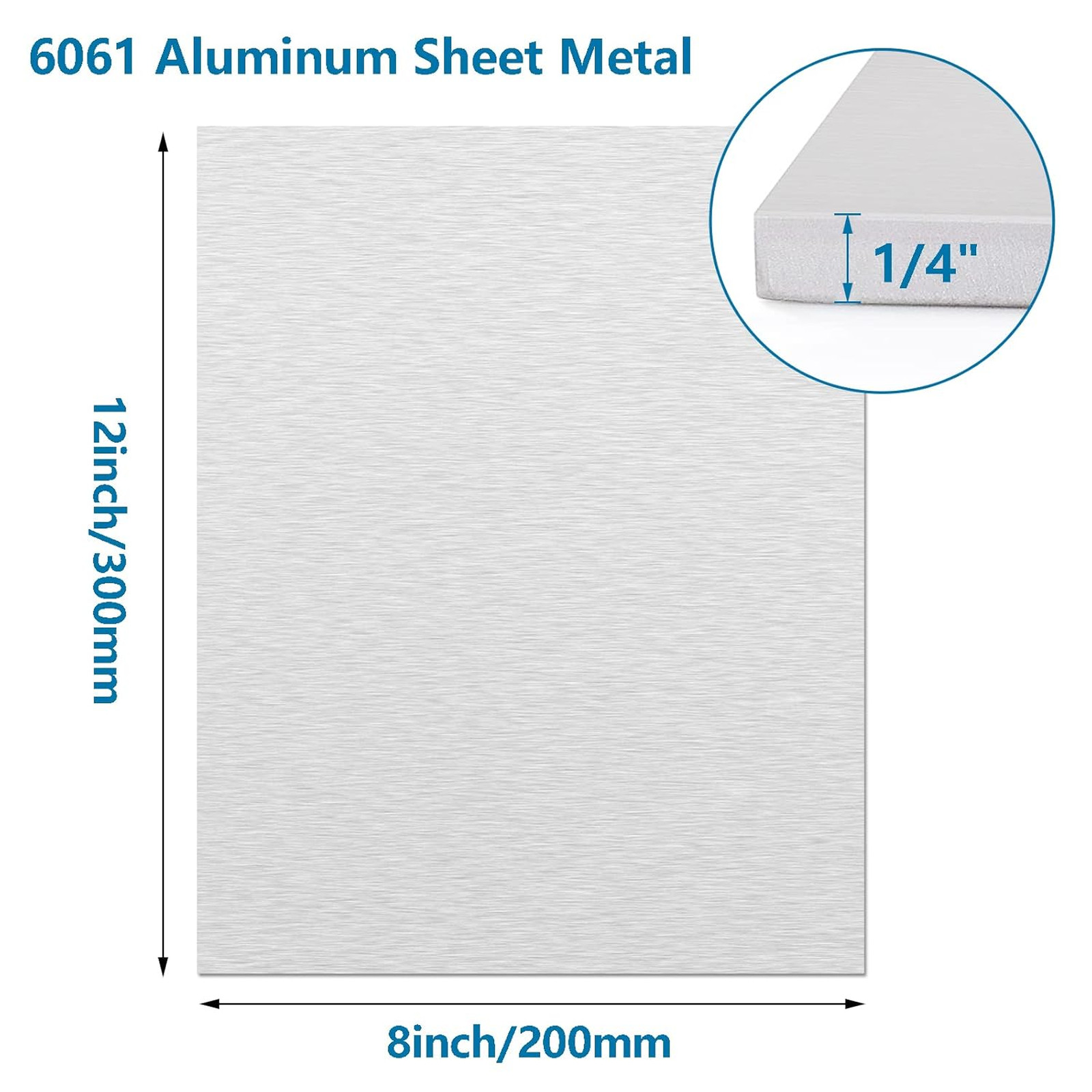 6061 Aluminum Sheet Metal 8 x 12 x 1/4 Inch Heavy Duty Plates with Protective
