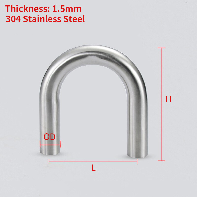 304 Stainless Steel 180 Degree Elbow U Pipe Polished Exhaust Pipe 180° Pipe Home