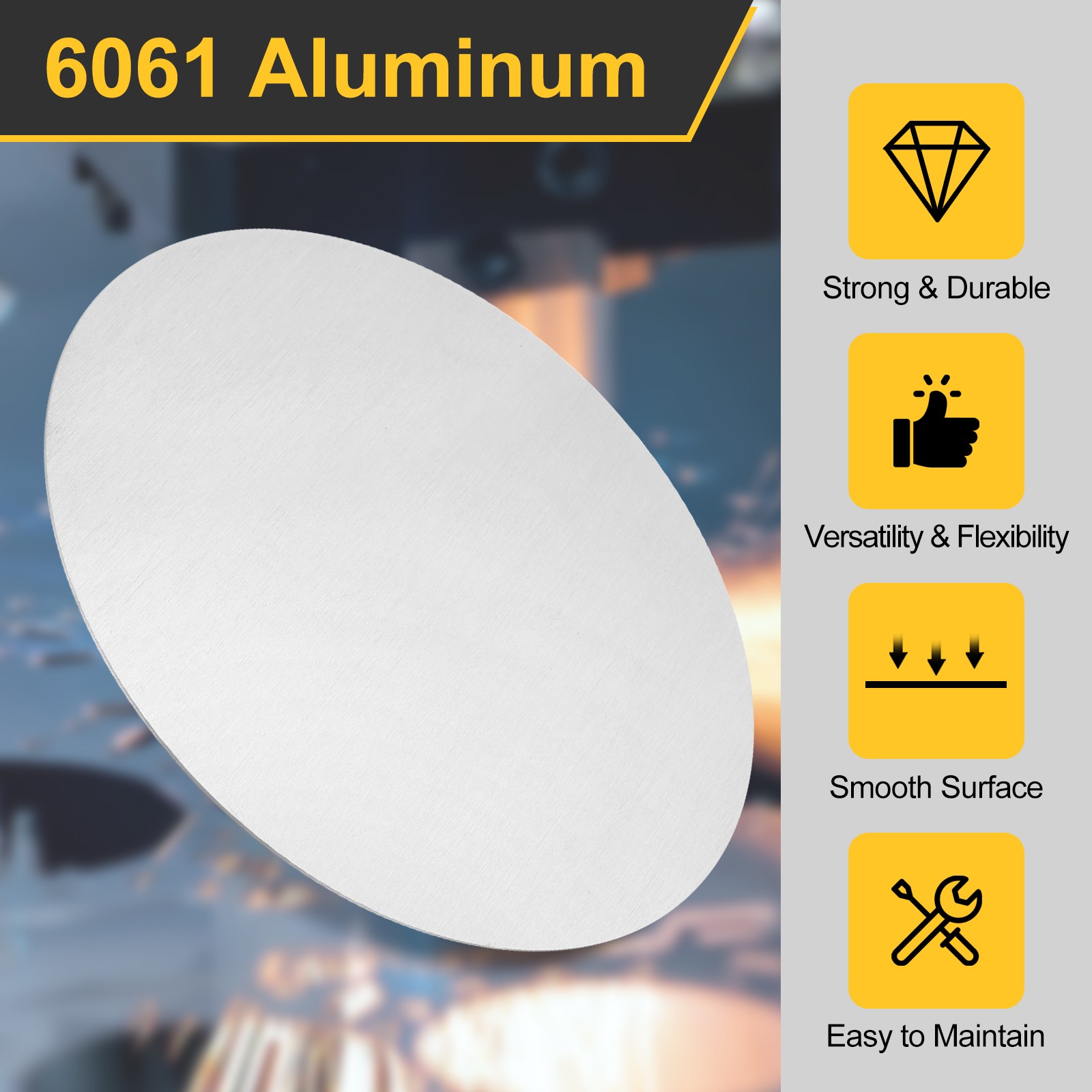 4 Pcs 6″ Dia 0.04″ Thick Aluminum Disc METAL STAMPING Circle Plates Round Sheets